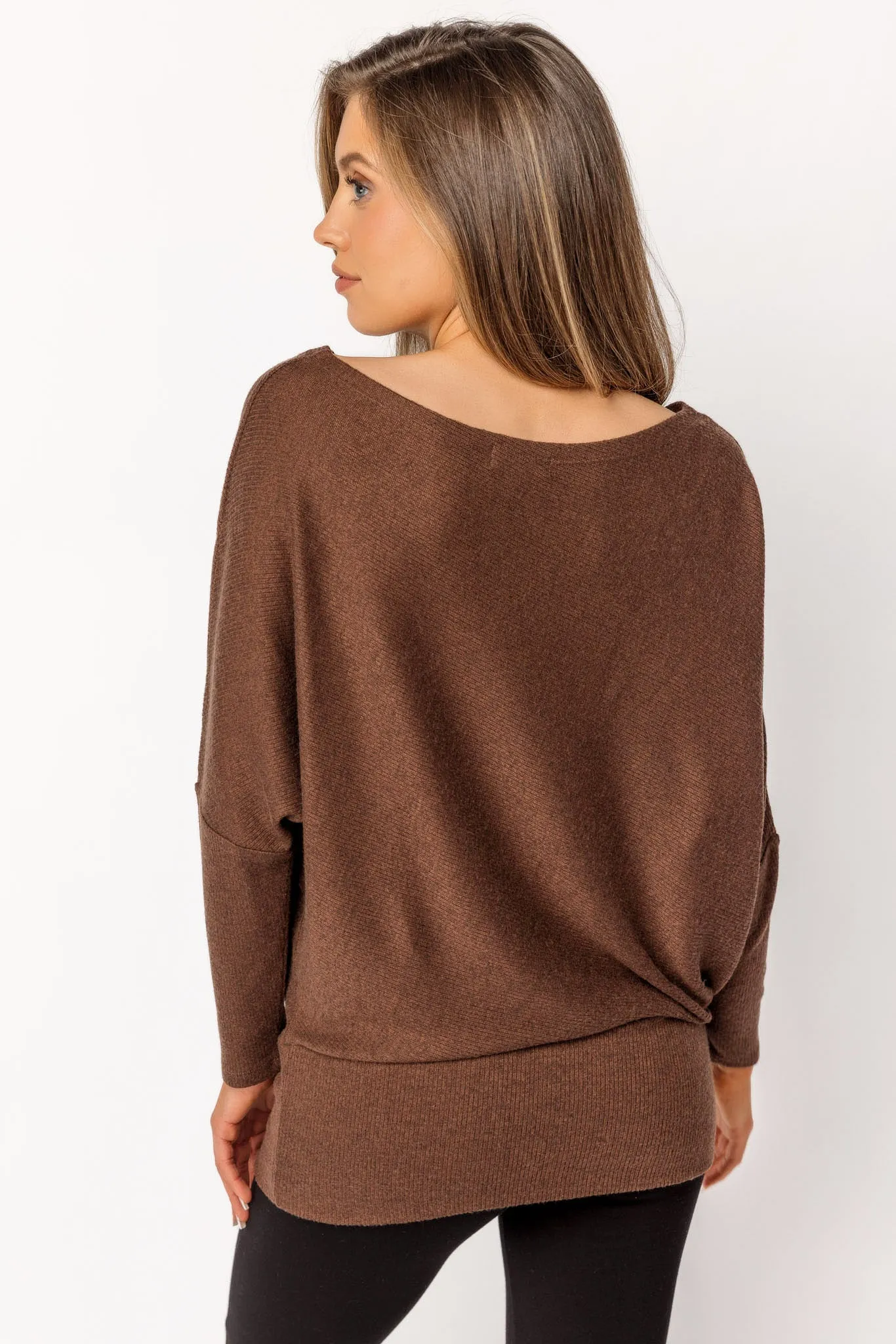 Ribbed Open-Neck Sweater