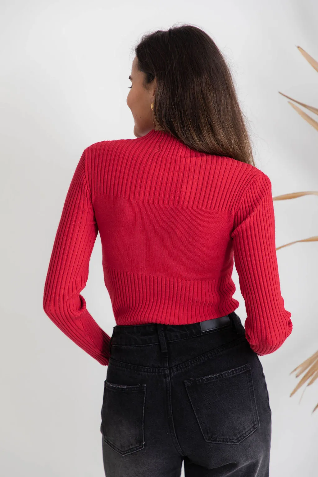 Ruby Knit Long Sleeve Knit Top - Red