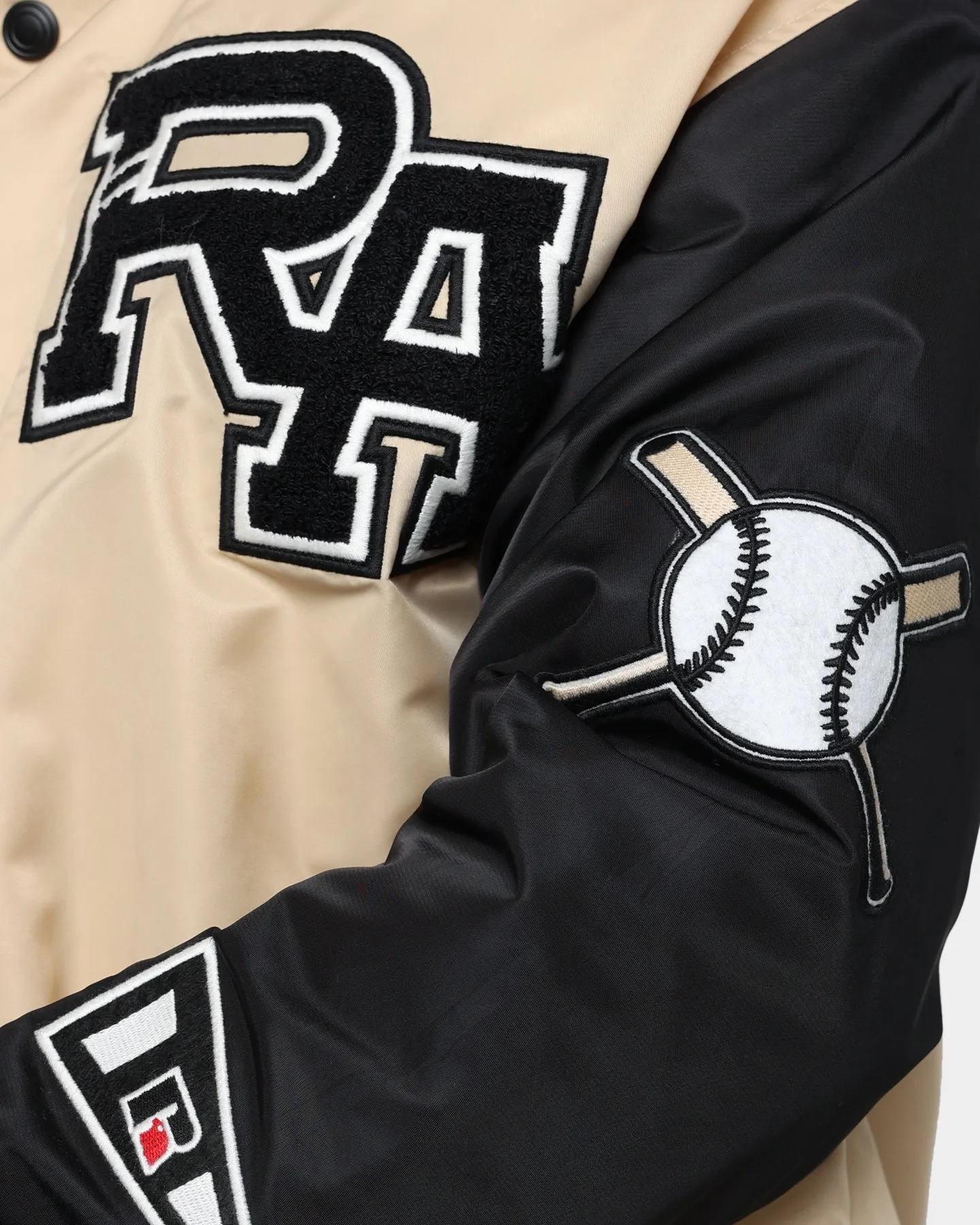 Russell Athletic Satin Varsity Badge Jacket Stone