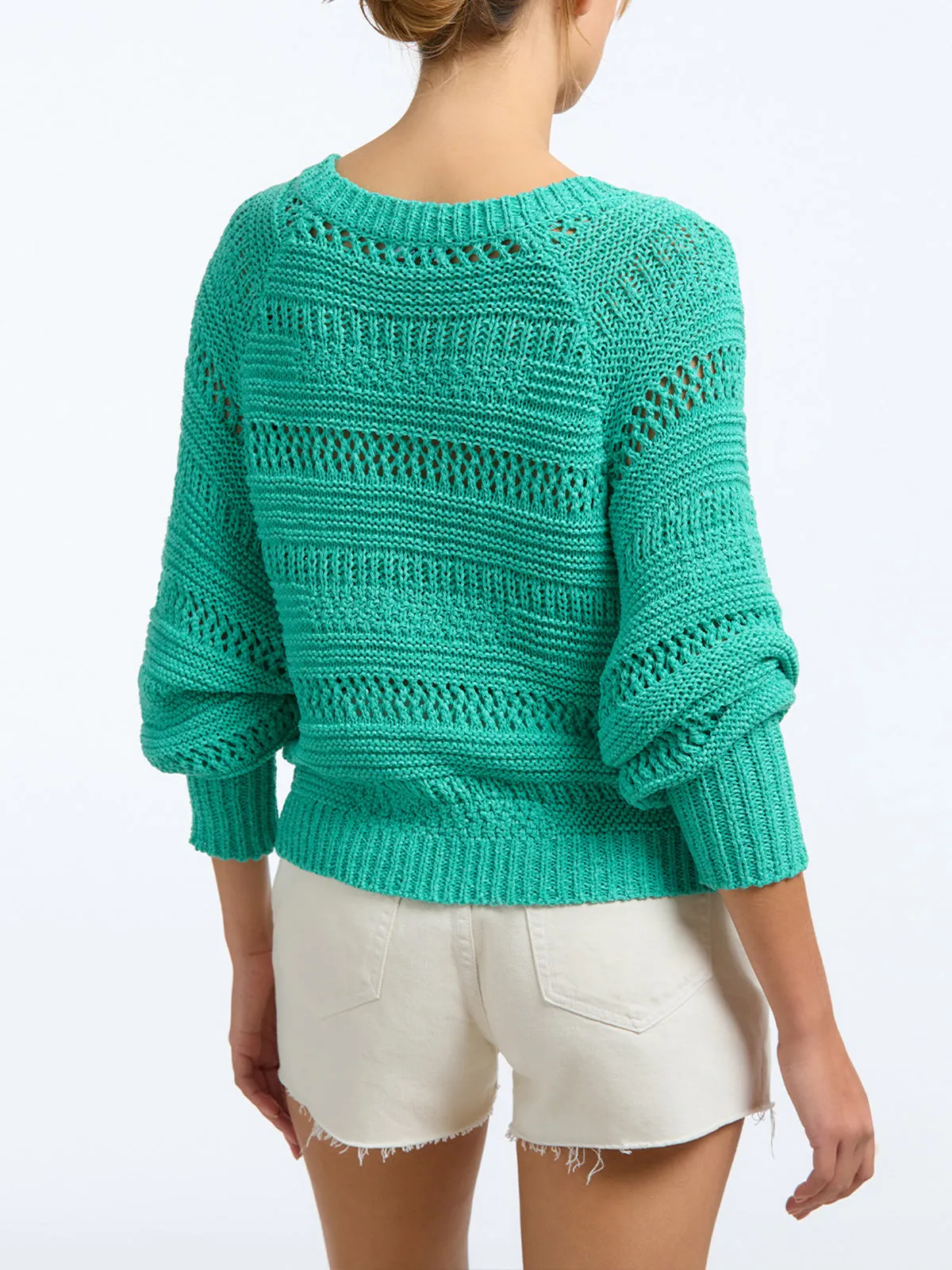 Sage: Crochet V-Neck Sweater