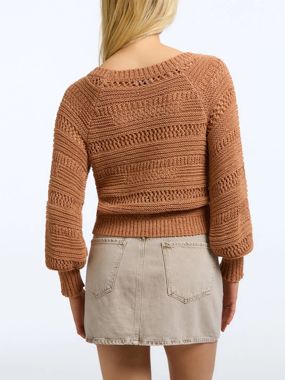 Sage: Crochet V-Neck Sweater