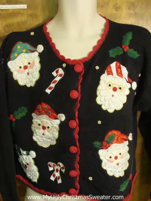 Santa and Candy Cane Themed Ugly Xmas Sweater