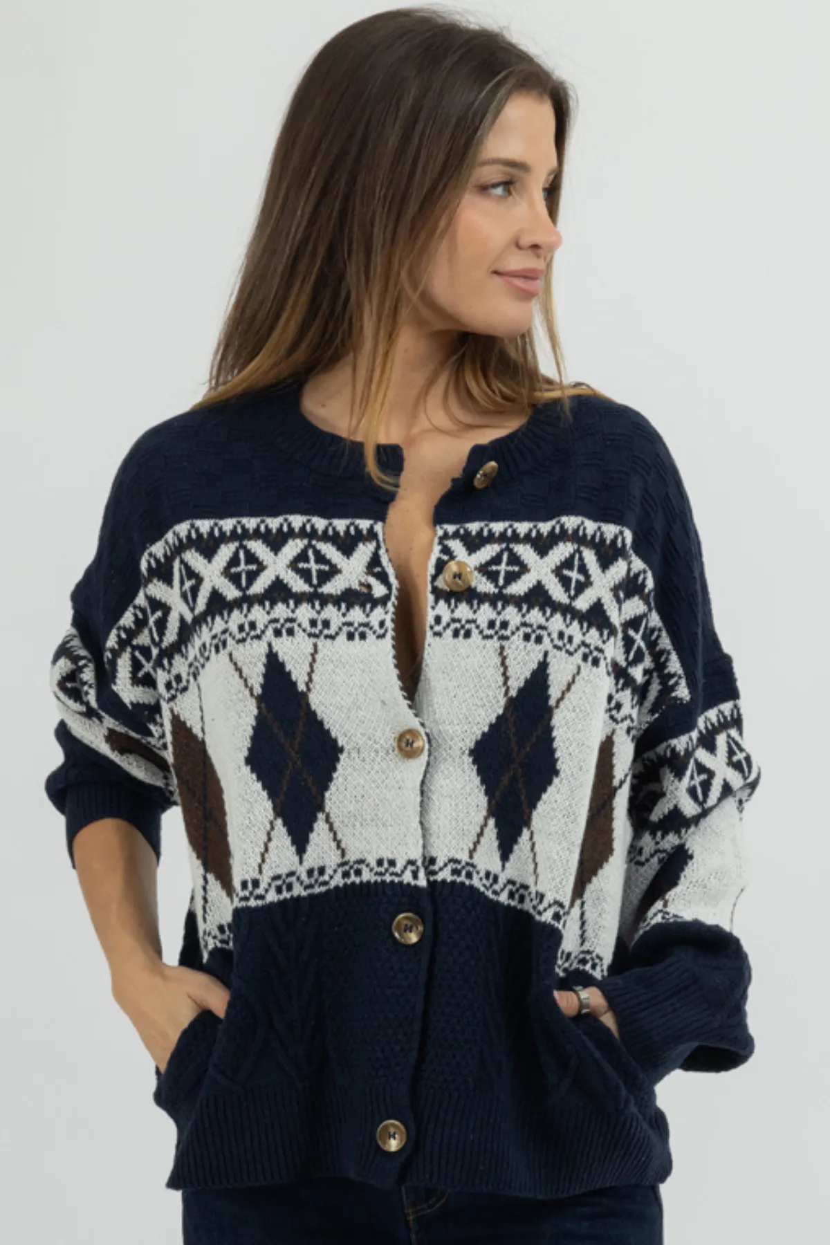 SEATTLE PRINT KNIT CARDIGAN