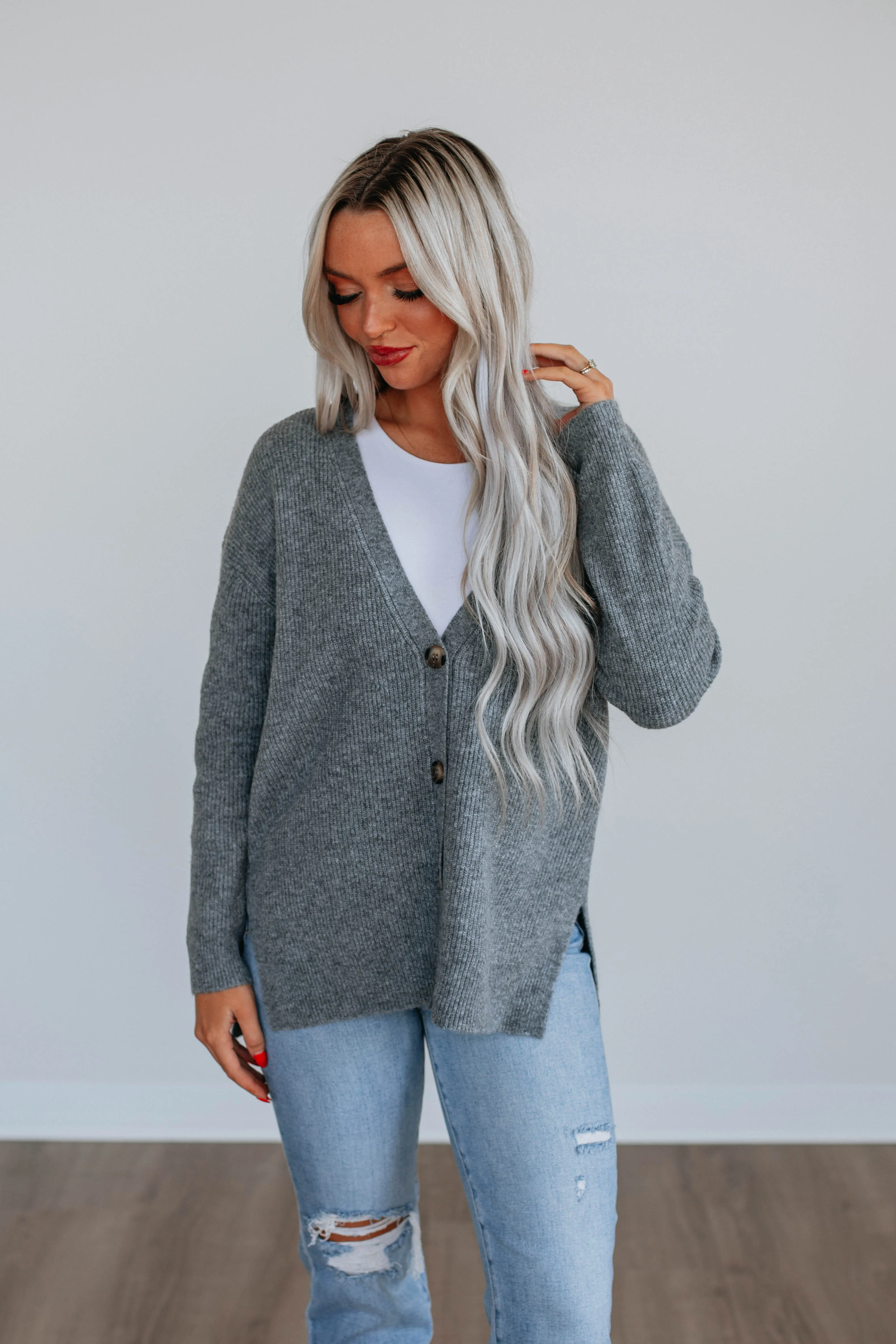 Sherah Knit Cardigan - Charcoal