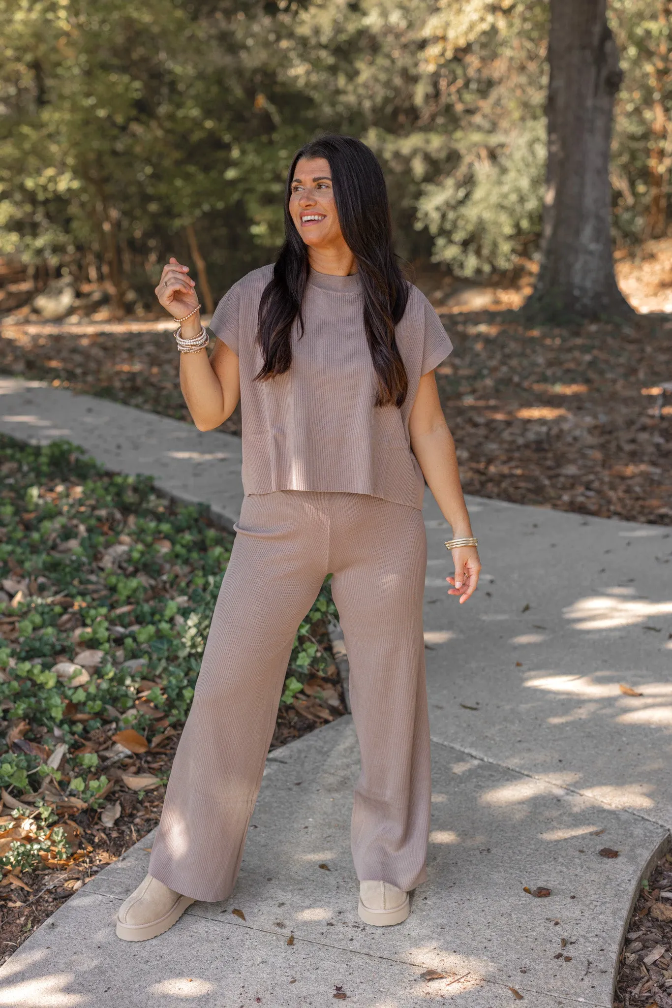 Simple Happiness Mocha Ribbed Set