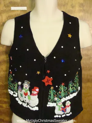 Singing Snowmen Ugly Christmas Sweater Vest