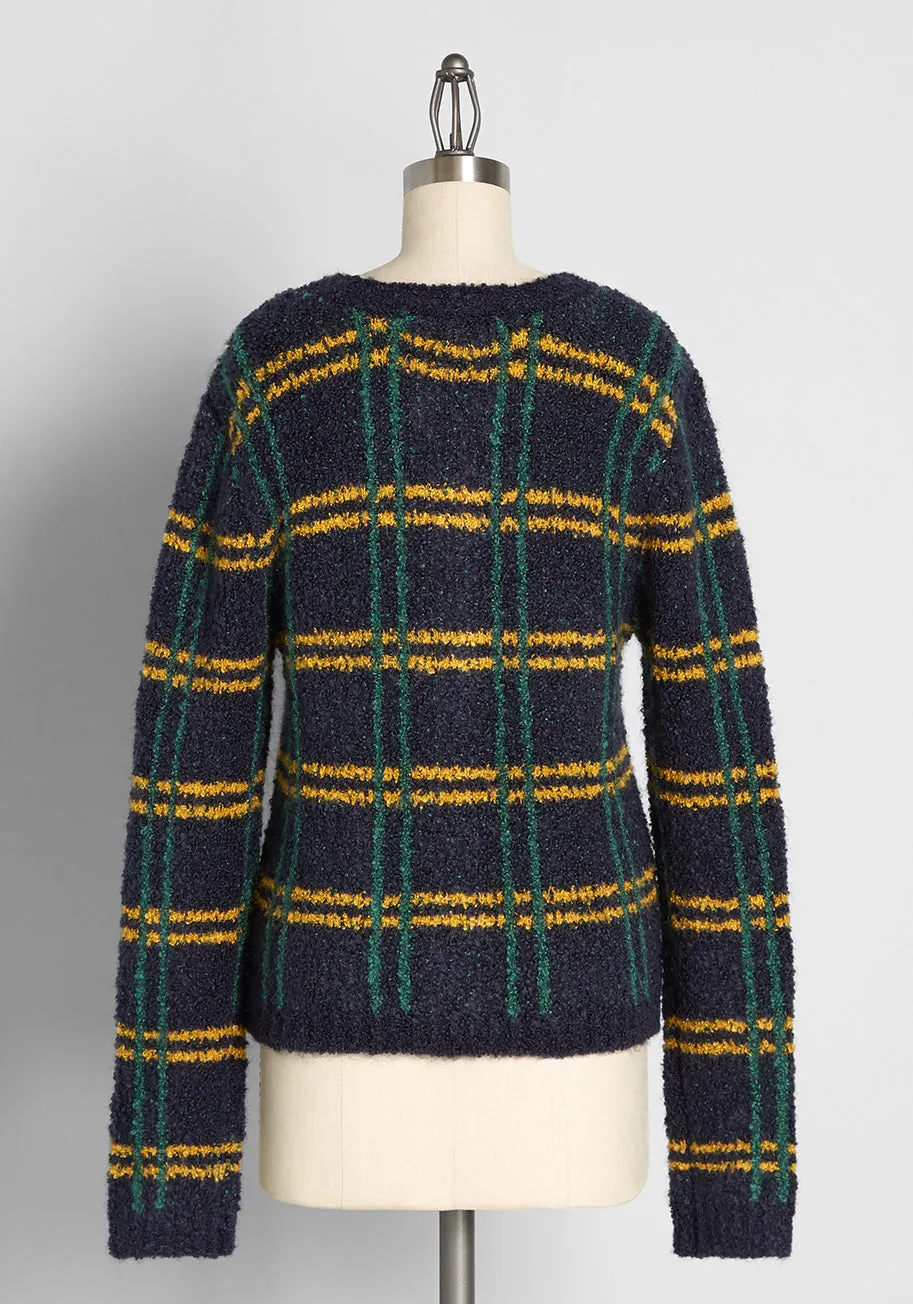 So Fab, So Plaid Bouclé Cardigan