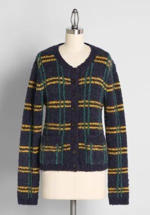 So Fab, So Plaid Bouclé Cardigan