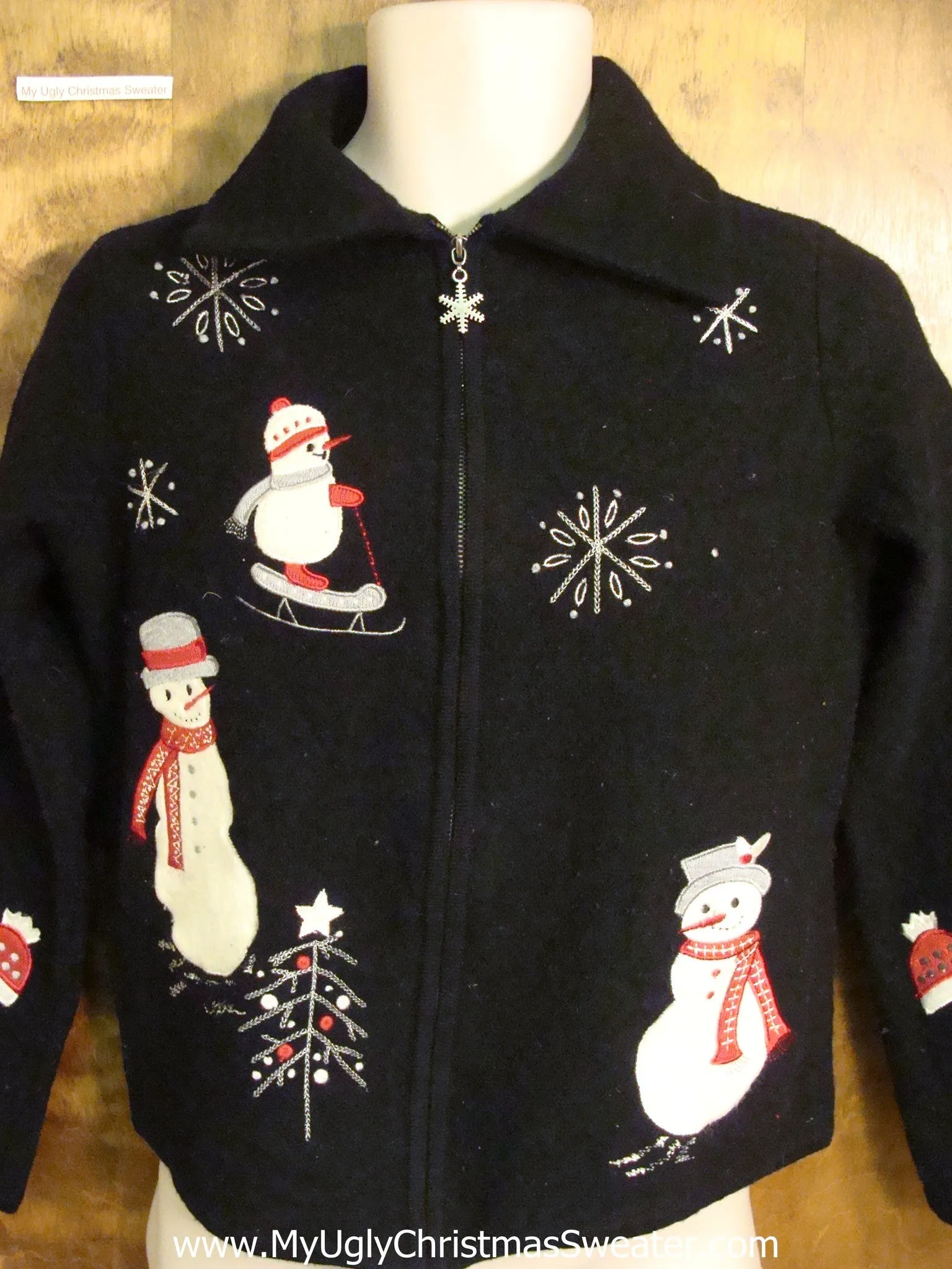 Sporty Snowmen Black Ugly Christmas Jumper