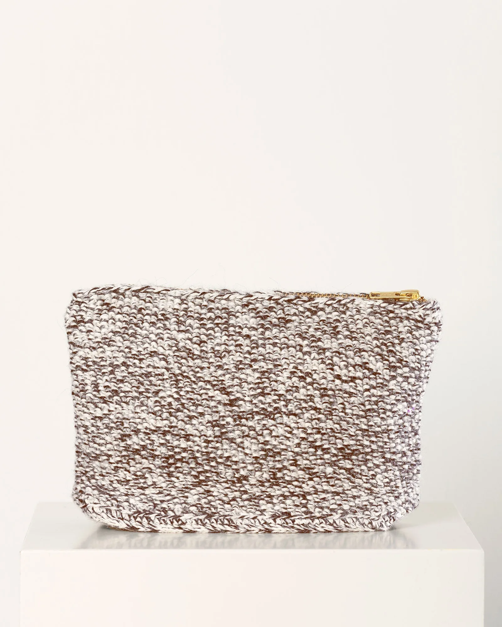 Stine Clutch Bag - Ecru/Brown