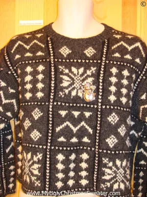 Two Sided Grey Ski Tacky Christmas Sweater