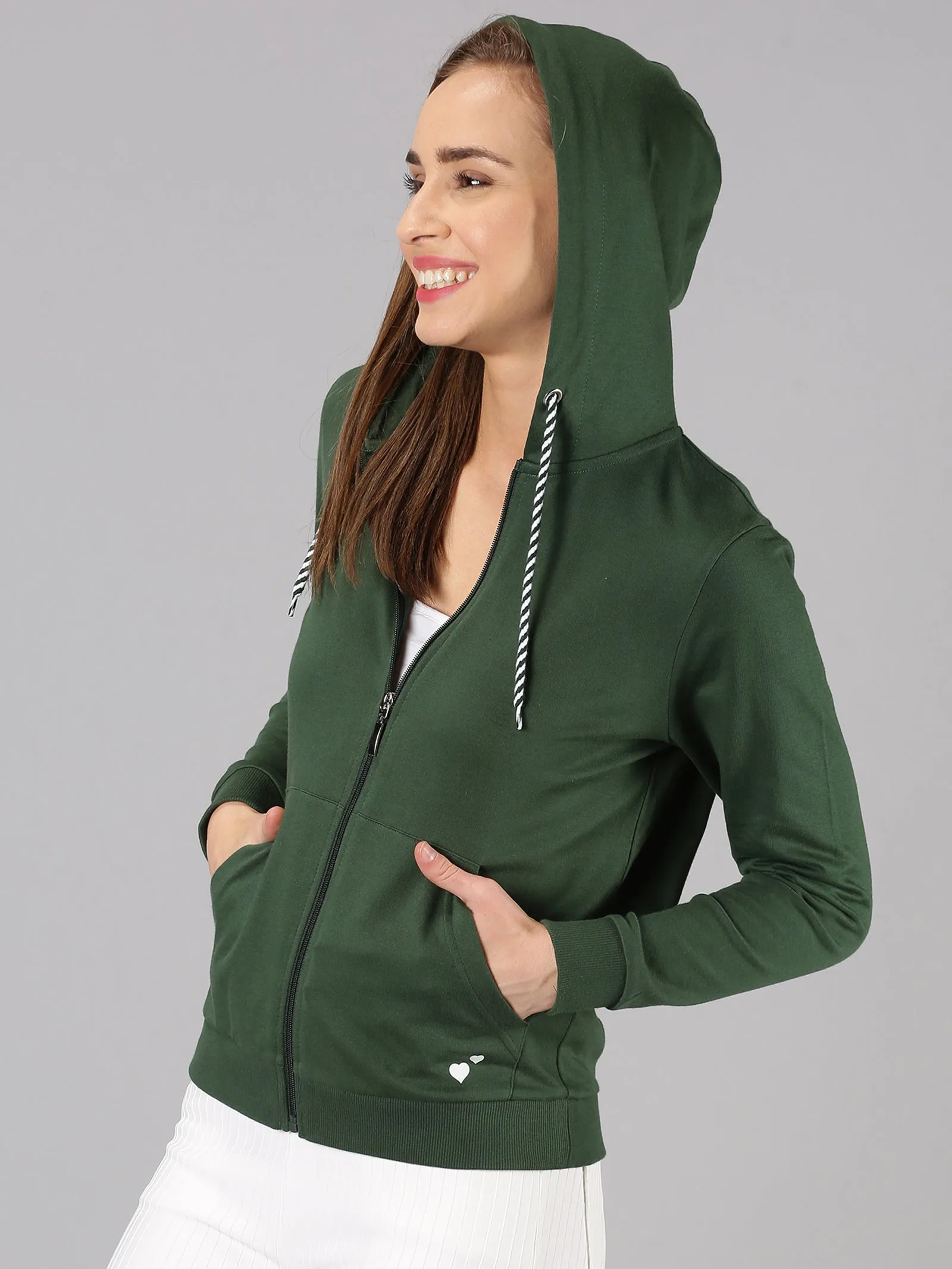 Urgear Women's Solid Front Open Hooded Neck Hoodies Sweatshirt