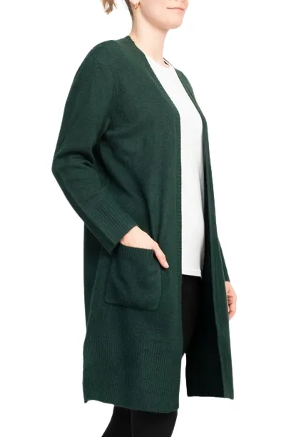 Velvet Heart Open Front Long Sleeve Ribbed Cuffs and Hem Knit Oversize Cardigan with Pockets