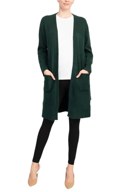 Velvet Heart Open Front Long Sleeve Ribbed Cuffs and Hem Knit Oversize Cardigan with Pockets