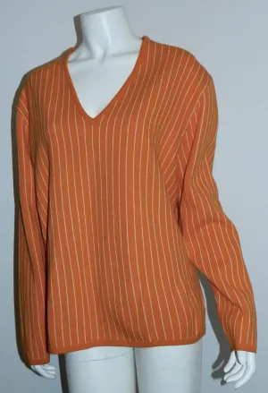 vintage 1960s MOD sweater orange Hartog for MAY Co. V- neck knit Mens M