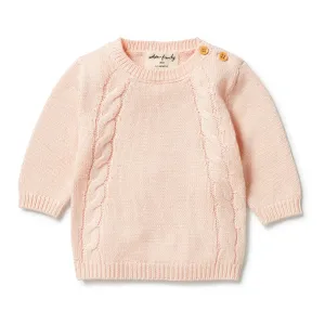 WILSON & FRENCHY KNITTED MINI CABLE JUMPER BLUSH