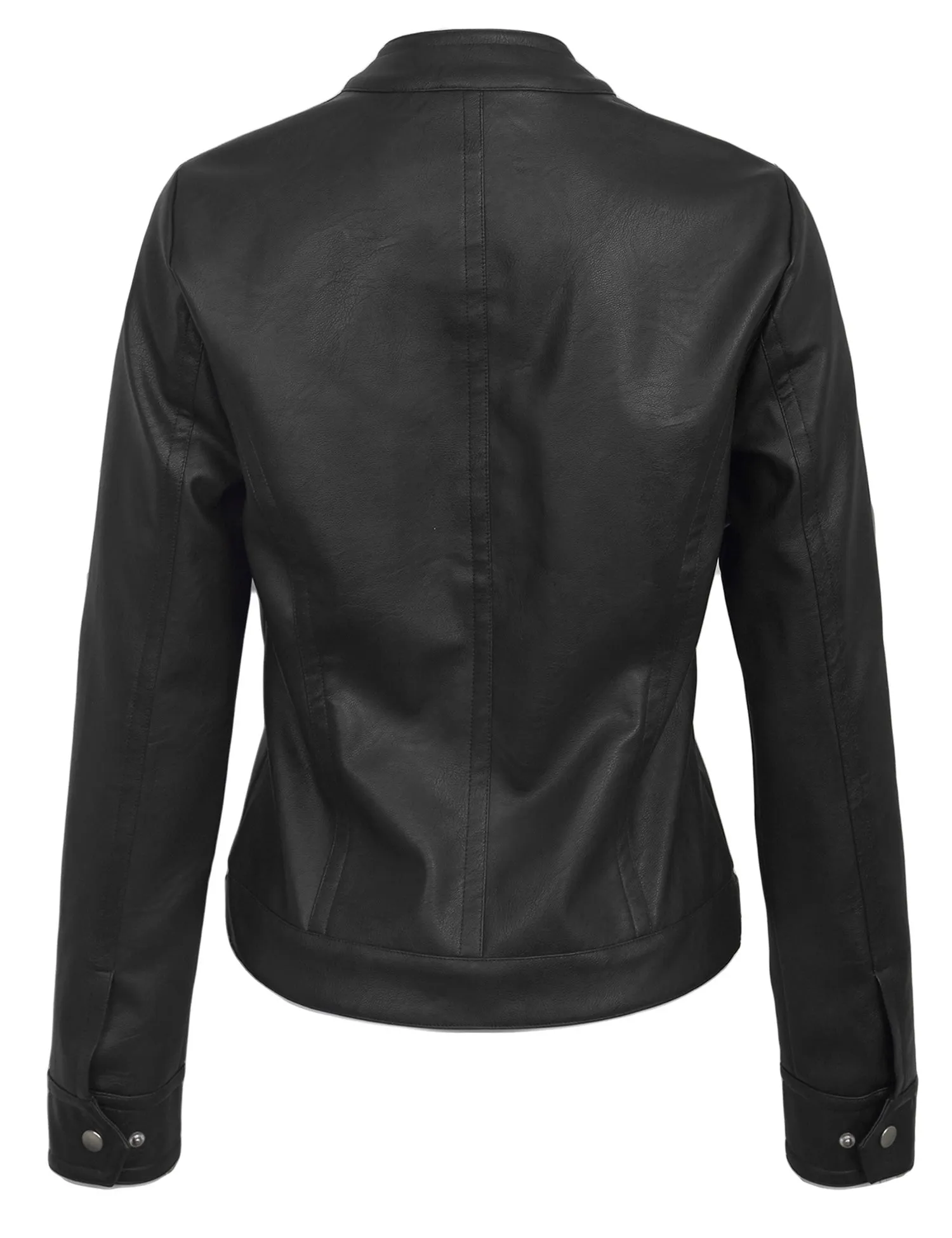 Womens Faux PU Leather Zip Up Casual MOTO Jacket with Hoodie