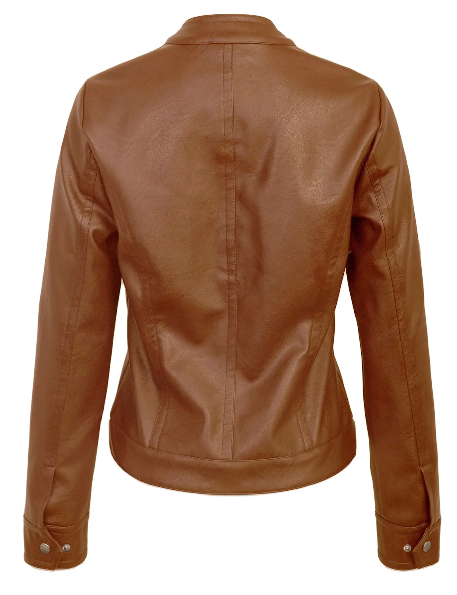 Womens Faux PU Leather Zip Up Casual MOTO Jacket with Hoodie